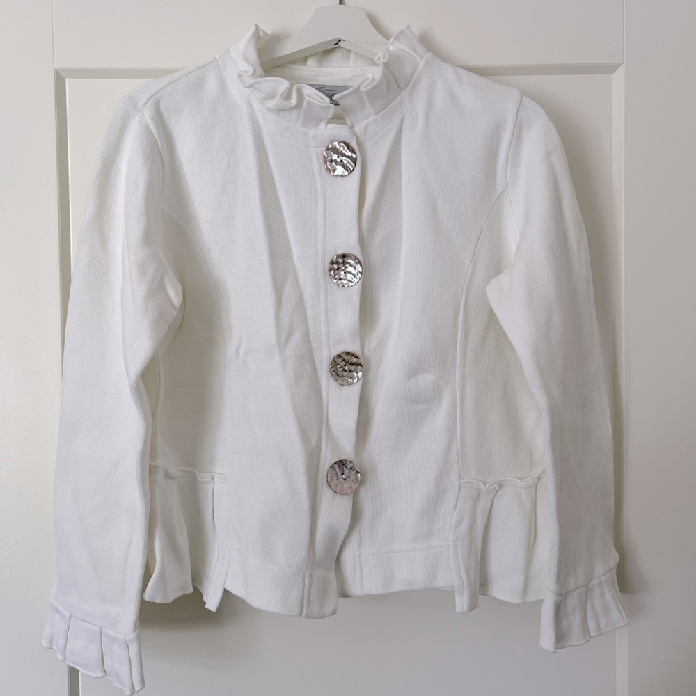 Willow White Cardigan with Shell Buttons